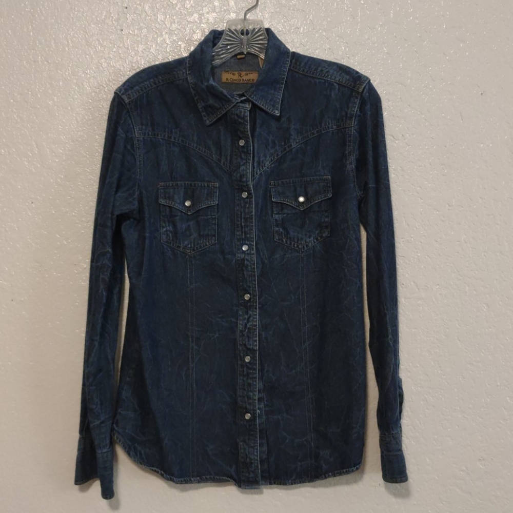 R Cinco Ranch Ladie's Denim Pearl Snap